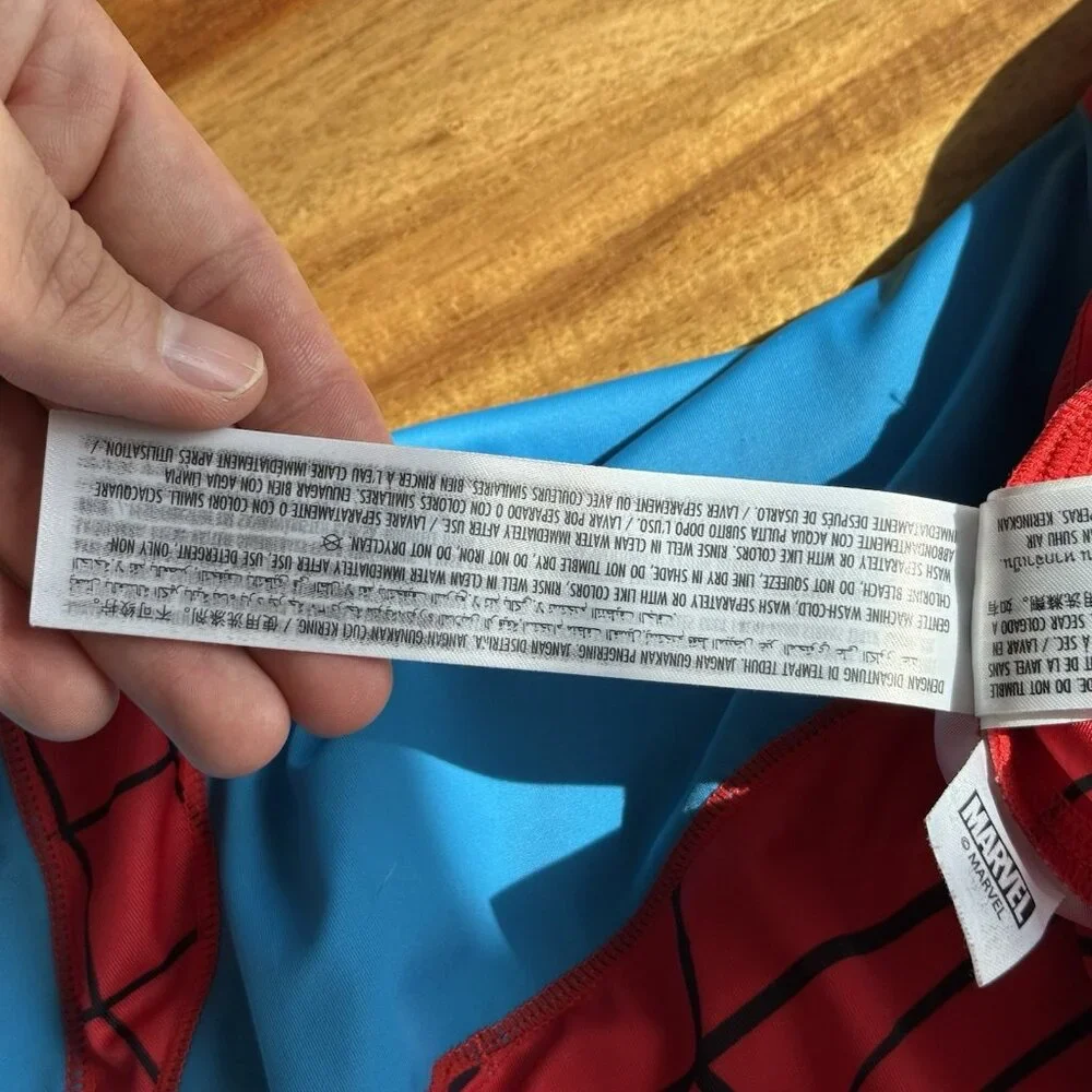 Disney Store Spider-Man Adaptive Swimsuit Rashguard‎ Sz Large *UPF 50+* Marvel